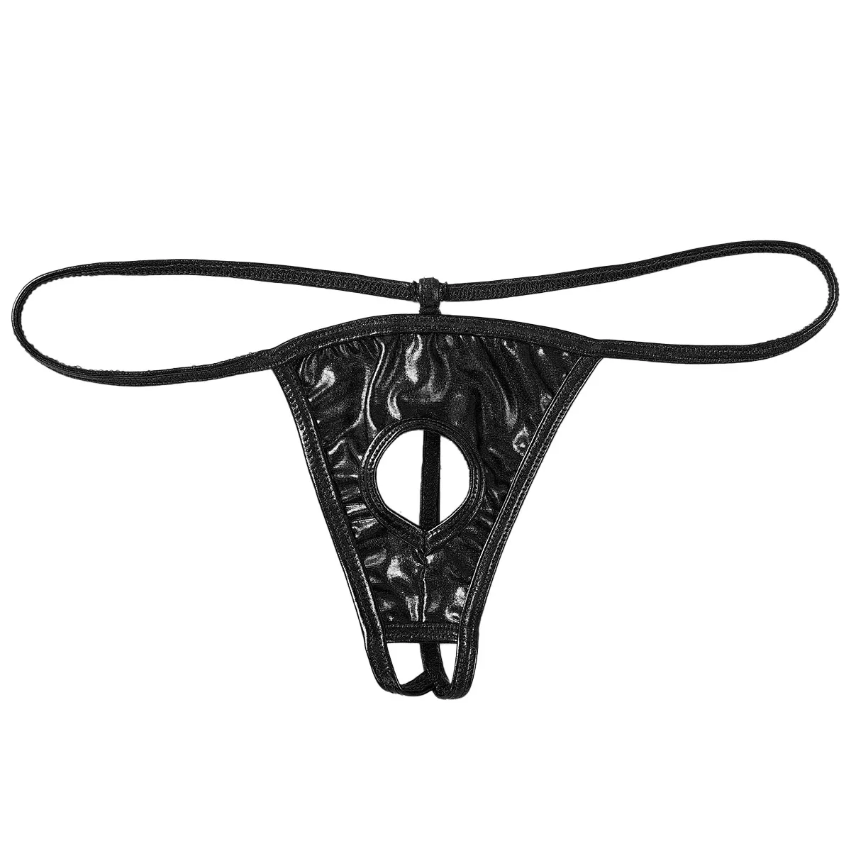 Męskie mini bikini g smytki błyszczące metalowe erotyczne sissy majtki z penis hole gejowski otwarte tyłek tnagas thong bieliznę 6363009553
