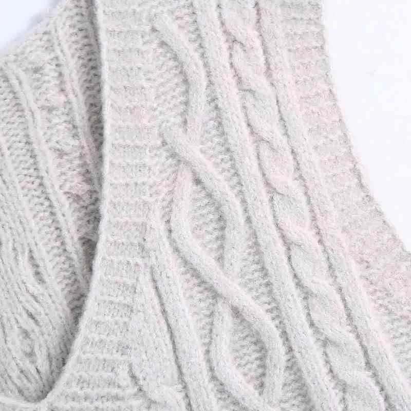 春の女性かぎ針編み編み短いセーター女性Vネックノースリーブプルオーバーカジュアルな女性緩いトップスSW1183 210430