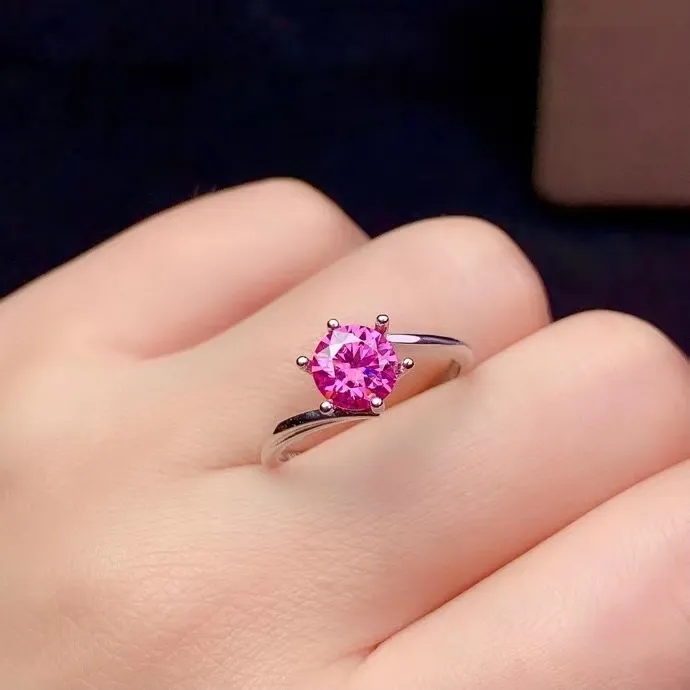 crepitio rosa moissanite gioielli da donna fidanzamento matrimonio vero anello in argento 925 regalo di compleanno 1 gemma