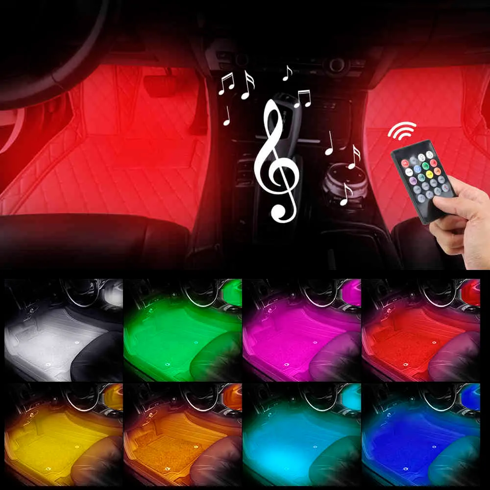 Controle remoto / de voz Automotive Interior Luzes decorativas Atmosphere 24/36/48 Lâmpada Ambiental Levou a luz do pé do carro