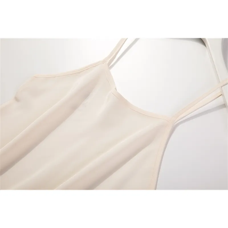 Dames 100% Mulberry Silk White Black Navy Kant Spaghetti Strap Camisole Top Vest Nachtkleding JN625