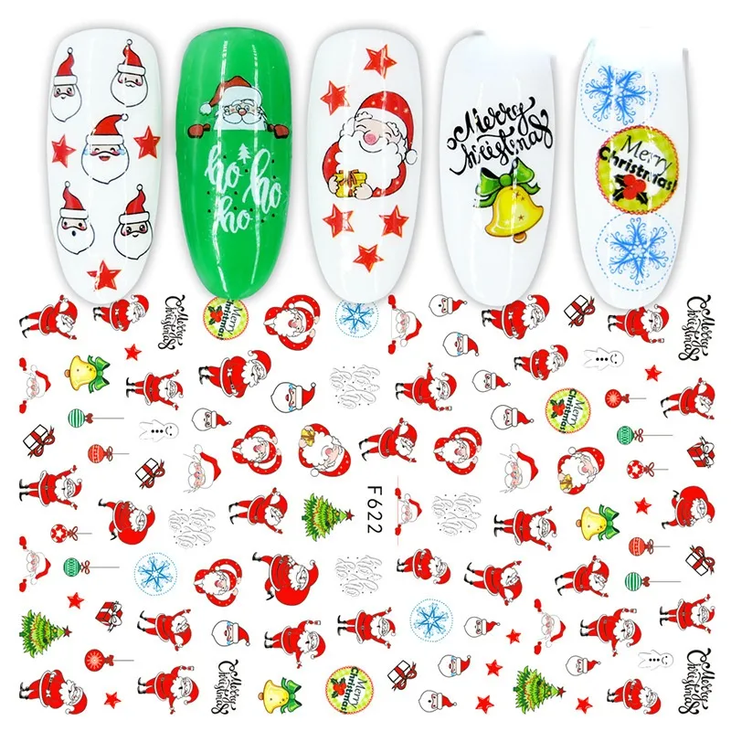 1 feuille 3D Valentin Christmas Sticker pour les femmes décorations de nail art mignon Cartoon Lover Sliders Santa Claus Design Decals Manicur3396544