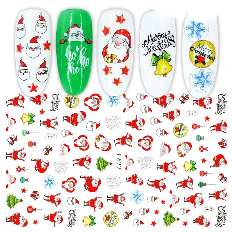 1 Sheet 3D Valentine Christmas Sticker for Women Nail Art Decorations Cute Cartoon Lover Sliders Santa Claus Design Decals Manicur2496405