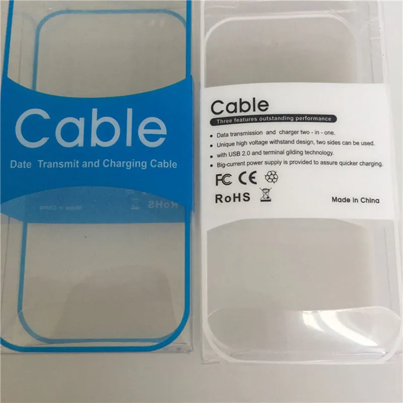 Simple Black White Clear PVC Plastic Retail Package Box For Cell Phone Charger Cable Line Display Increase s Packaging Box for2844196