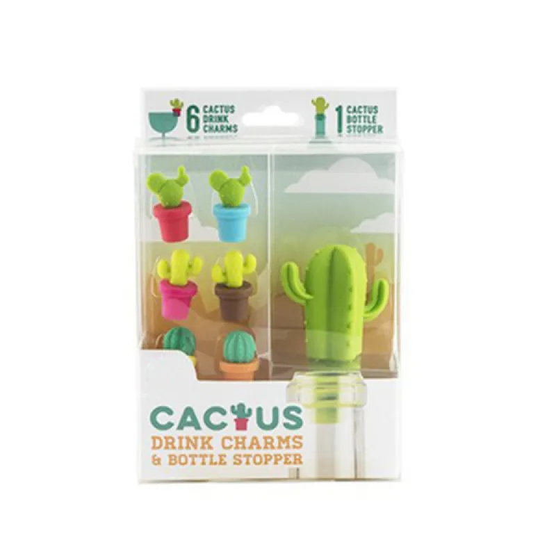 7 stks Siliconen Cactus Party Wijnglas Marker Charms Dryi Dentificatie Cup Labels Tag Tekenen Borden Bottle Wine Stopper