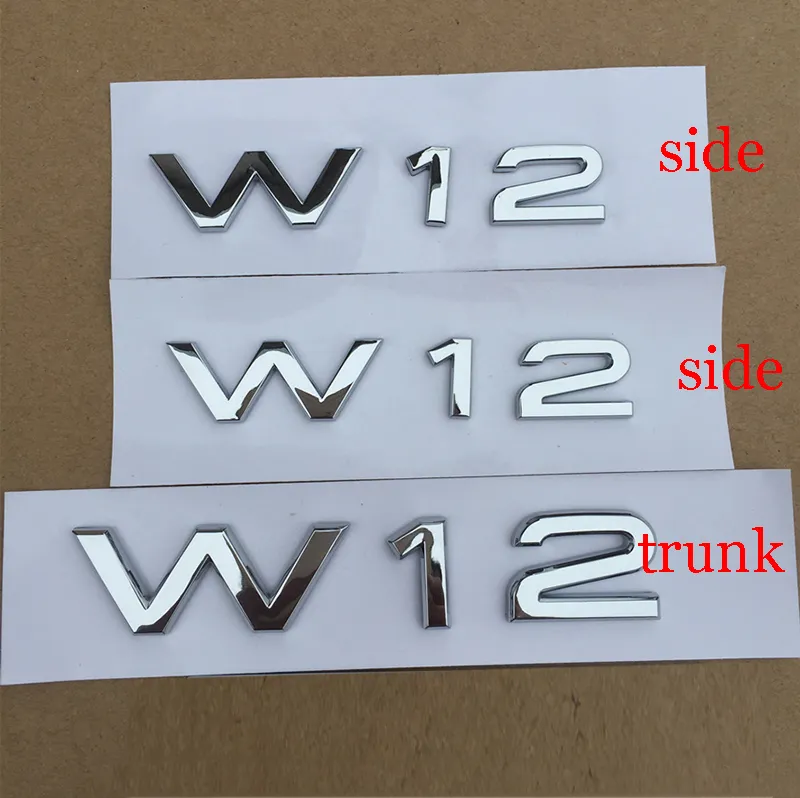 W12 Lettera Numero Quattro Ruote Motrici Bar Logo Emblema Cromato A6L TT R8 S8 Car Styling Parafango Laterale Tronco Distintivo Logo adesivo9219591