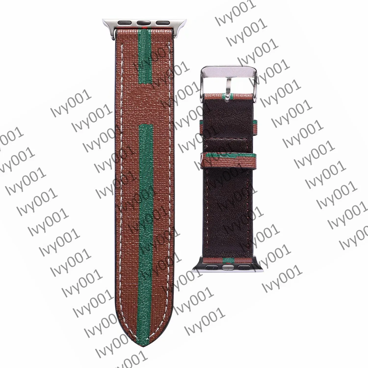 G fashion armband för Apple Watch Band 41 mm 45 mm 42 mm 38 mm 40 mm 44 mm iwatch 1 2 34 5 6 7 band Läderarmband Fashion Stripes ivy001