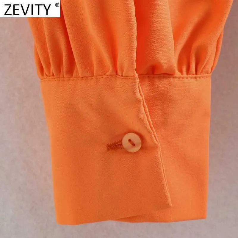 Zevity Women Vintage Vネックソリッドカラープリツデザインミニシャツドレス女性シックなセクシーバックホール包帯コートVestidos DS8334 210603