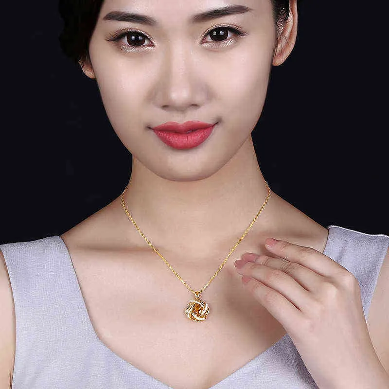 2021 süße Frau Halskette Gold Juwelier2 Karat Citrin Kreative rotierende Windmühle Anhänger 18K eingelegte Farbe Edelstein Halskette G1206