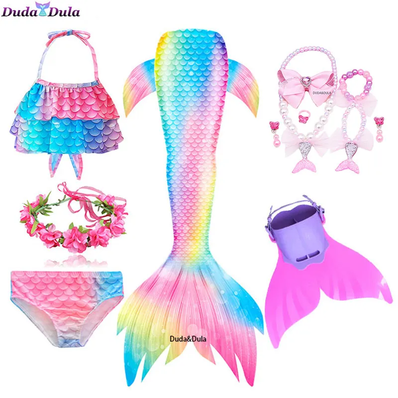 2021 Mermaid Tail Summer Girls Girls Childrens Swimsuit Suit Girls Kids Swimmable Bikini Girls Monofin for Swim267J