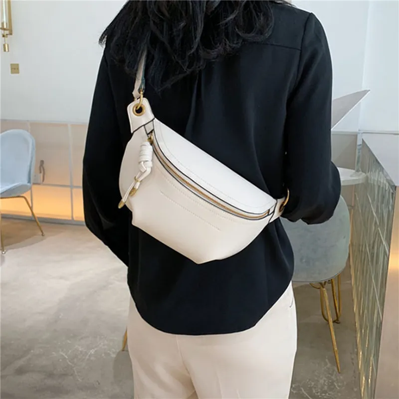 Mulheres cintura packs branco bolsa de couro fanny carta cinto sacos ombro mensageiro feminino carteira moda peito crossbody bolsa bolsa 220222