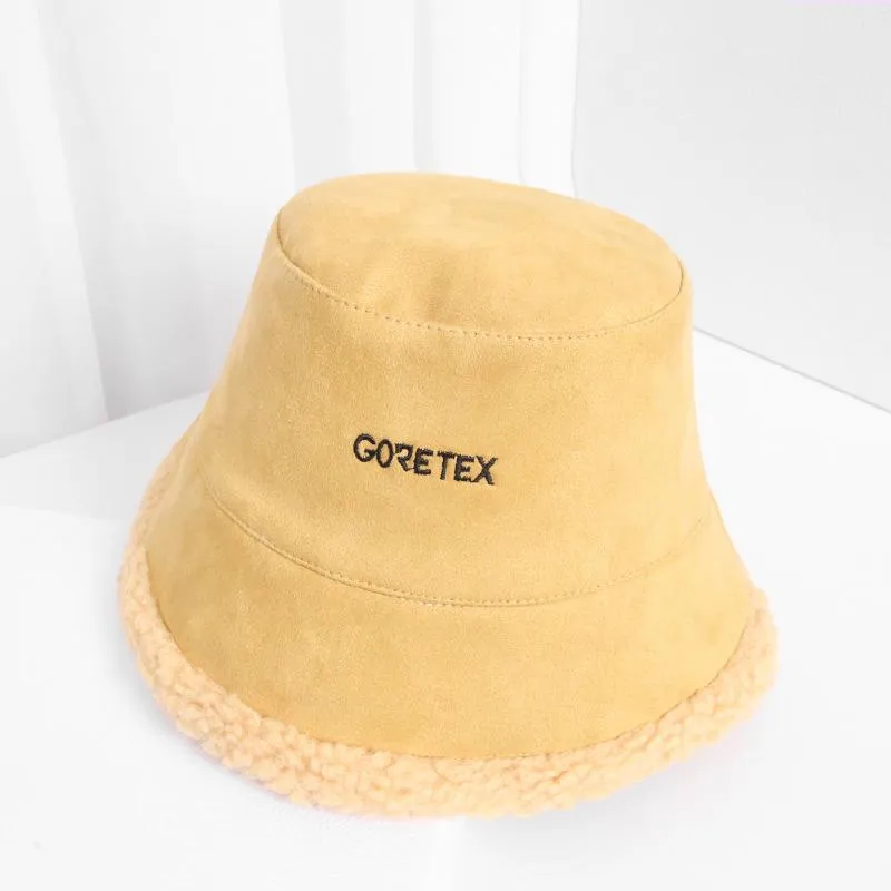 Chapéus de borda larga 17 cores mulheres balde chapéu camurça artificial pele lã grossa moda pescador bonés quentes pelúcia inverno sunscree261v