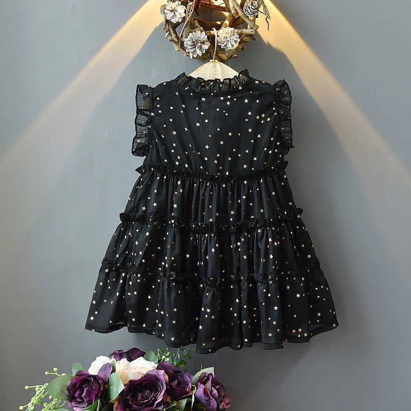 Dress Lato Star Pattern Children Księżniczka Dla Dziewczyn Wedding Evening Costume 210528