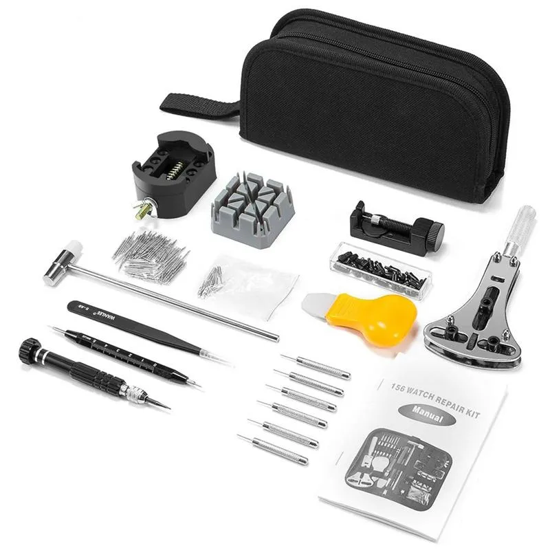 Kits d'outils de réparation 153 pièces Kit de montre Kit d'outils de barre à ressort professionnel Kit de remplacement de batterie de montre Kit de broche de lien de bracelet de montre Set260R