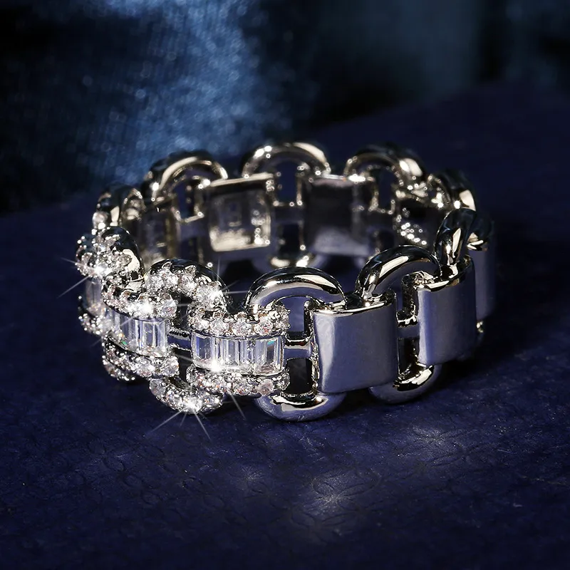 Sprankelende Vintage 925 Sterling Zilver CZ Diamond Promise Vrouwen Engagement Wedding Bridal Ring Gift253A