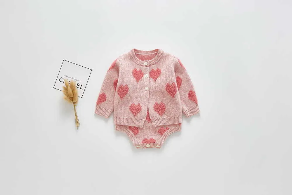 120-1-E93001-Love Heart Baby Girl Sweater Romper