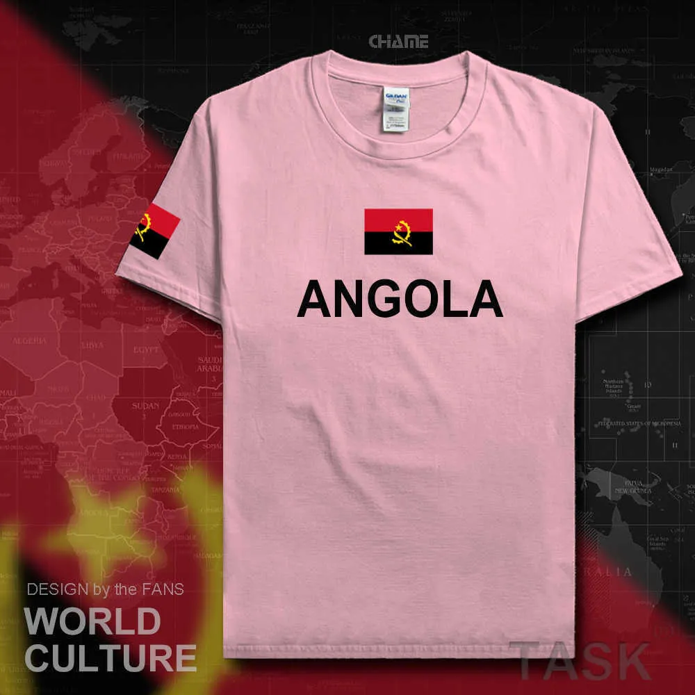 Angola Cumhuriyeti Angolan Mens T Gömlek Moda Formalar Millet Ekibi 100% Pamuk T-shirt Spor Salonları Giyim Tees Ülke bayrağı önce X0621