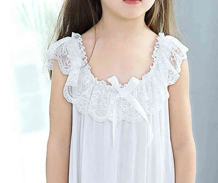 Été enfants filles robe vêtements de nuit dentelle blanche coton princesse vintage chemises de nuit bébé chemise de nuit enfants vêtements robes 211130