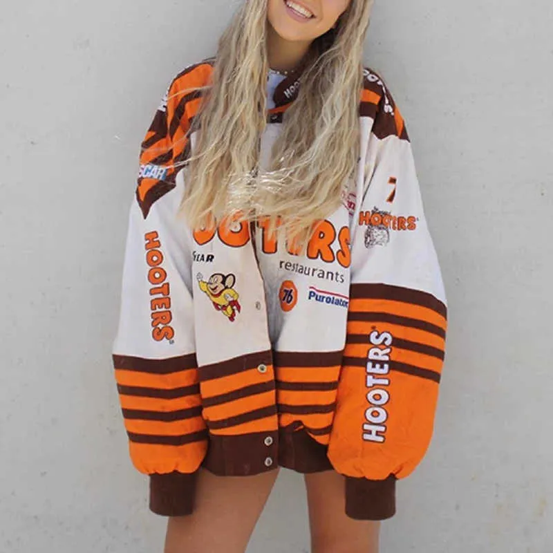 Zomer Oversized Jassen Print Baseball Jas Vrouwen Paar Bomber Unisex Racer Jacket Varsity Hiphop Streetwear Jas Vrouwen 210722