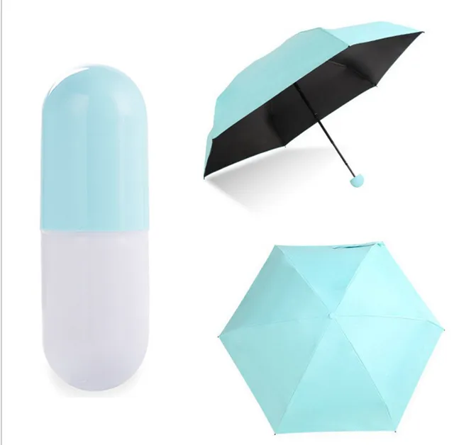Мини-солнцезащитный крем дождющую капсула 5 складной против УФ-ветрозащитный маленький карманный зонтик компактный чехол для перемещения дождя 210320