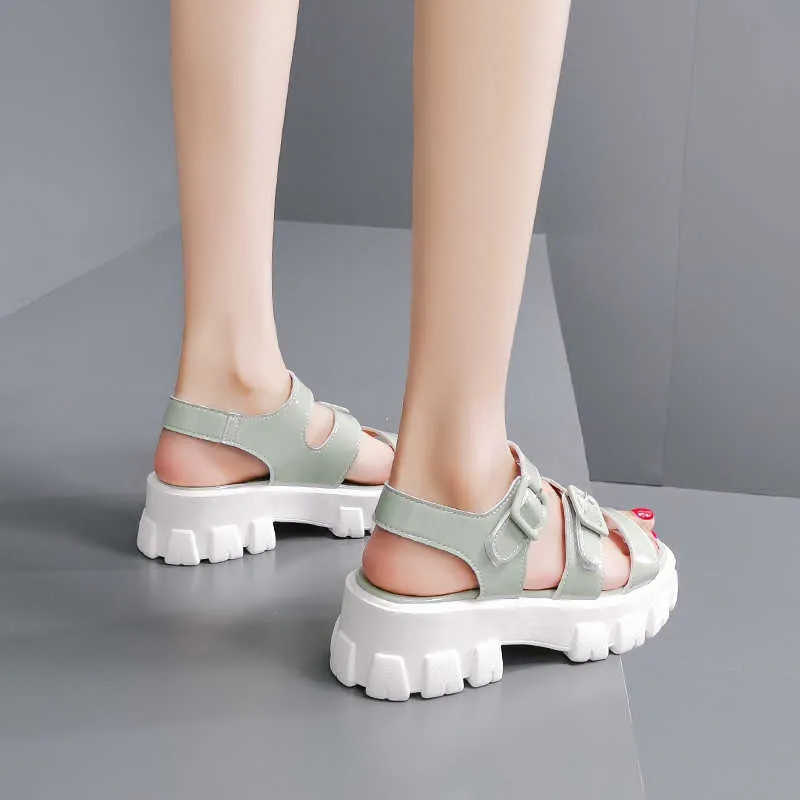 BRKWLYZ 2021 sandales femmes chaussure mode 5.5 cm talon été femmes sandales mode sandales boucle antidérapant basique décontracté Y0608