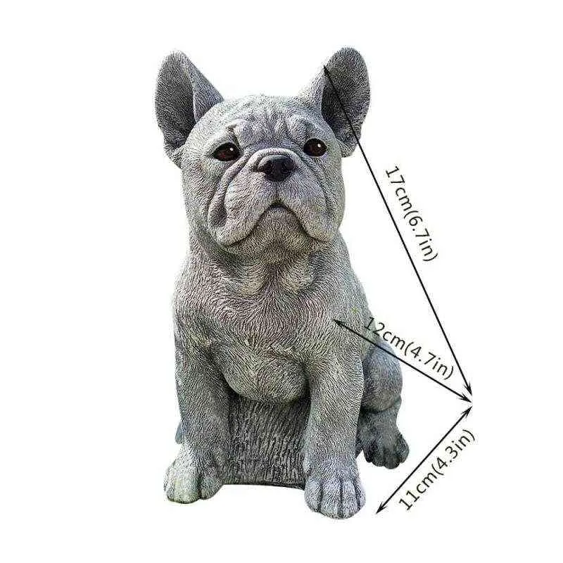 Statue décoration de jardin chien résine teckel bouledogue français Sculpture maison ornements 211101