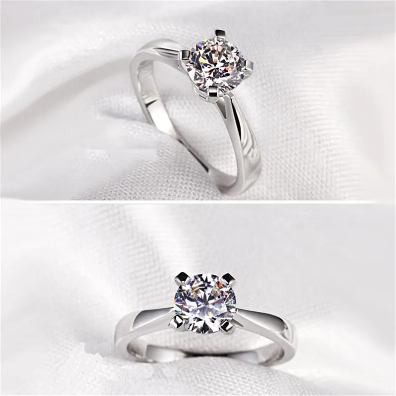 Yanhui med certifikat Luxury Solitaire 20CT Zirconia Diamond Wedding Rings Women Pure 18K White Gold Silver 925 Ring ZR1287101155