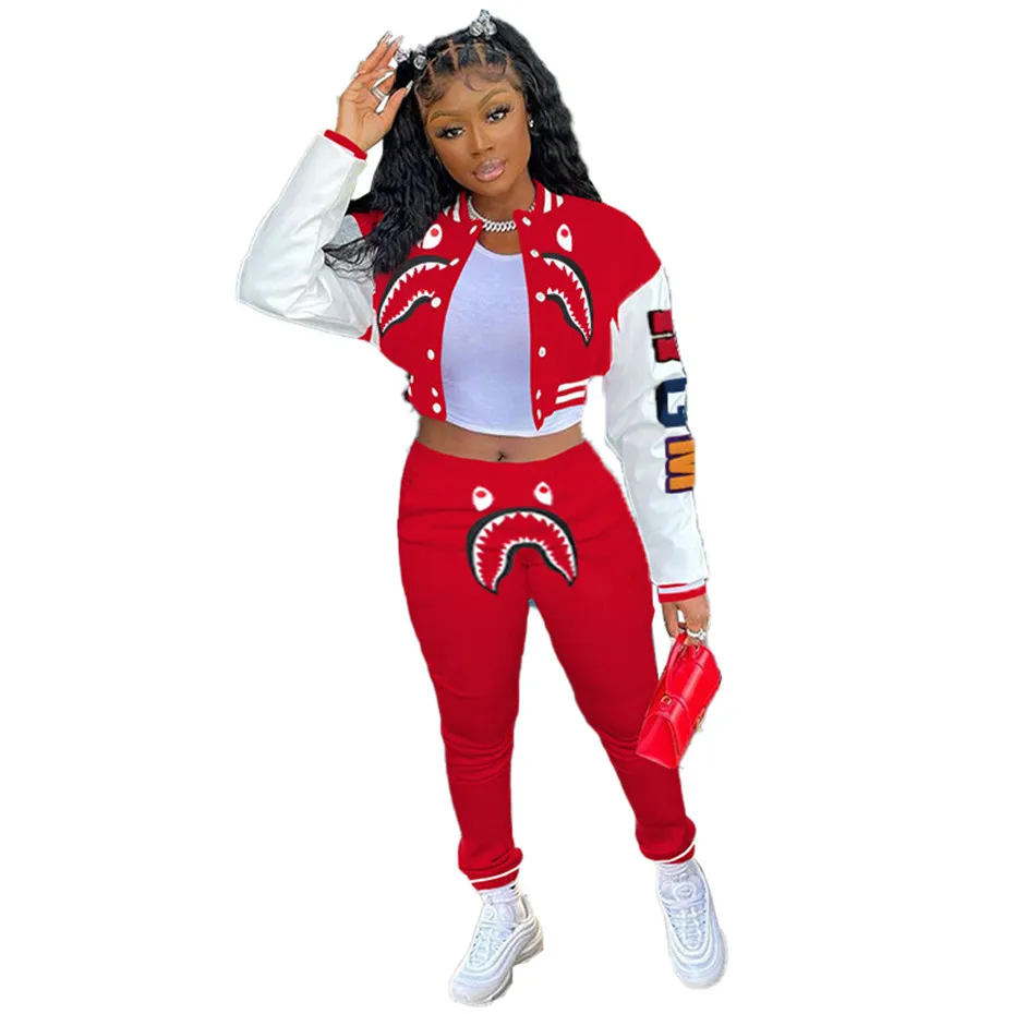 Lente Dames Trainingspakken Baseball Uniform 2 Stuk Set Outfits Lange Mouw Sportkleding Jogging Sportuit Fashion Cardigan K8611