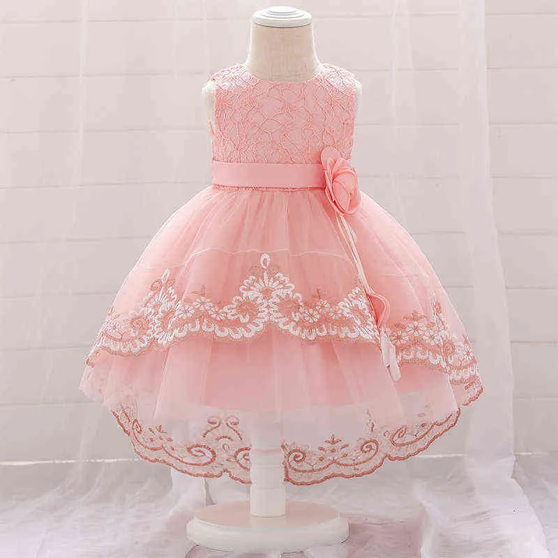 Red Trailing Lace Elegant Christening Princess Toddler Birthday Baby Girl Party Ball Gown Dress Newborn Children Baptism 1 Year G1129
