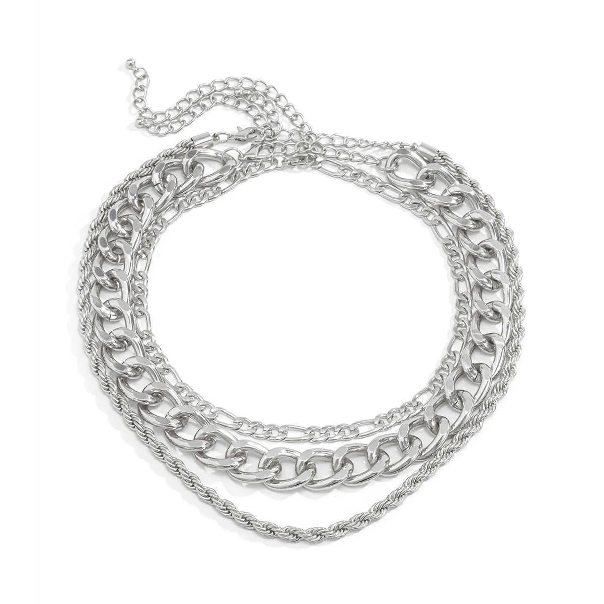 3шт кубинская цепная цепочка цепь цепи ожерелье золотое серебро цвет колье для женщин девочек ювелирные изделия Q0809