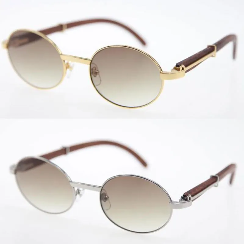 18k Oro limitado Madera Forma ovalada Cara Gafas de sol Gafas Gafas redondas Gafas de madera Hombres mujeres Lente transparente masculina y femenina317s