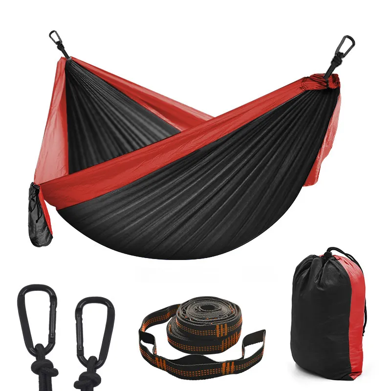 Mise à niveau du camping en plein air touristique suspendu s hamac de randonnée en nylon de parachute portable pour les voyages en sac à dos