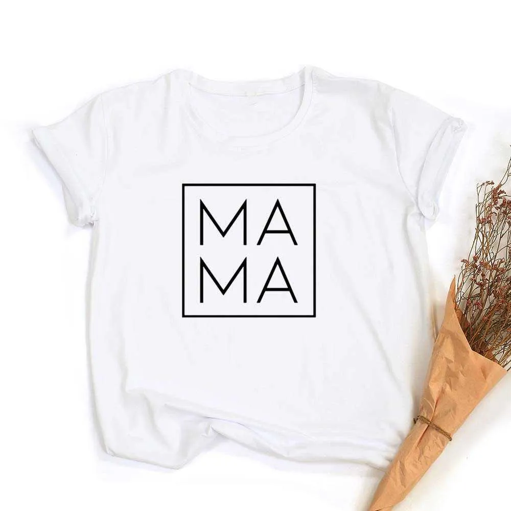 Mama Square Print Femmes D'été T-shirt Maman Vie À Manches Courtes T-shirts Graphiques Cadeau pour Mère Femme Harajuku T-shirt Camisas Mujer X0621