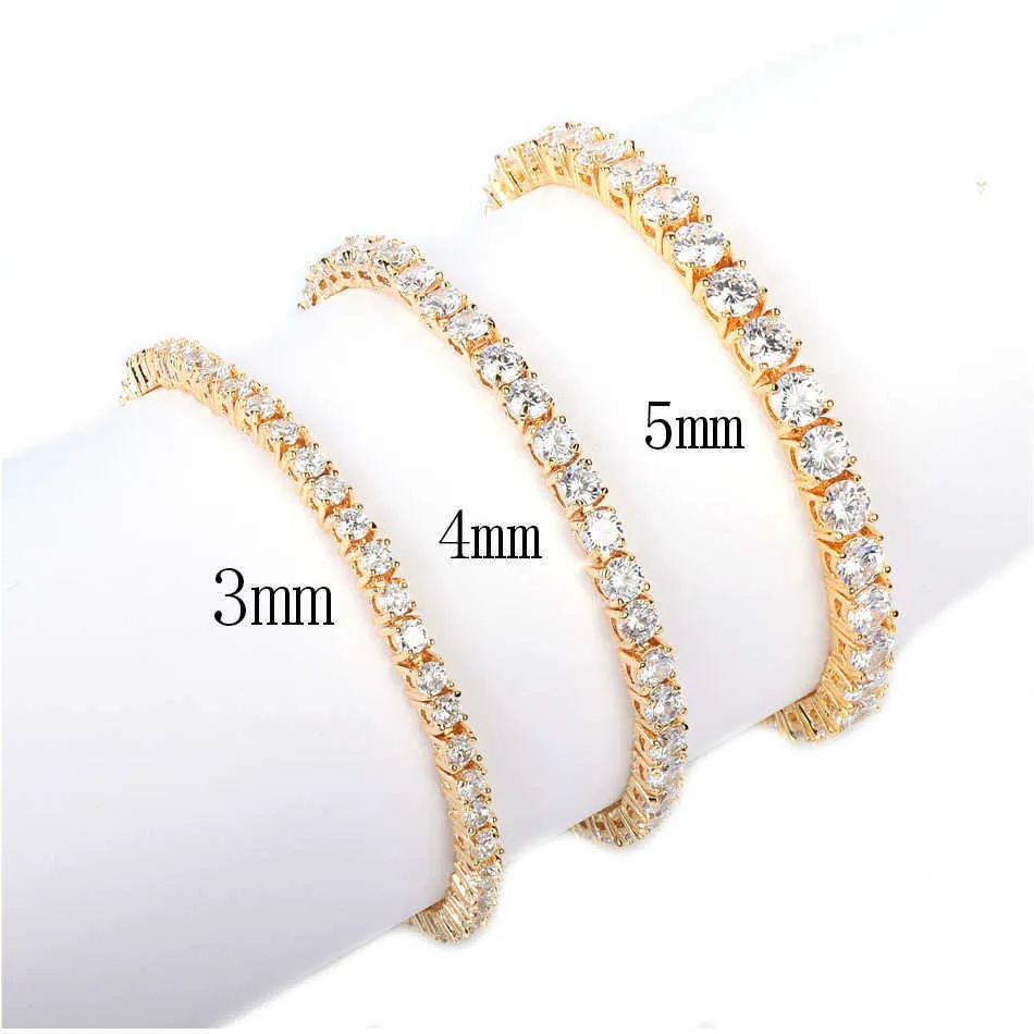TBTK Fashion M 4MM 5MM ROW ONE ICED OUT ROSE GOLD AAA Zirconia Tennis Tennis Hippy Copper Charms Wrist Jewelry 210619 2749