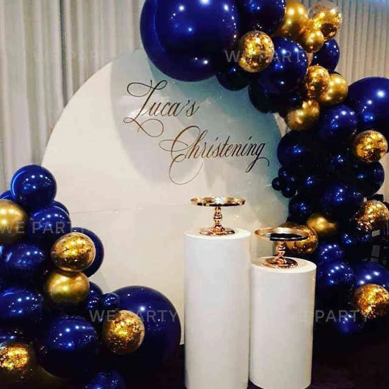 85 Stück marineblaue Luftballons Garland Arch Kit Chrom Gold Pailletten Ballon für Babyparty Hochzeit Geburtstag Party Dekor Globos 211216
