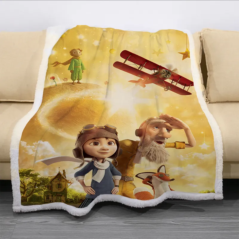 Petit Prince 3D imprimé polaire couverture pour lits épais couette mode couvre-lit Sherpa jeter couvertures adultes enfants