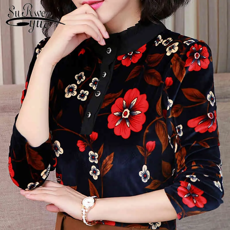 Fashion Plus Size 3XL 4XL Print Lace Blouse Shirt Women Tops And Long Sleeve Blusa Feminina 1075 40 210508