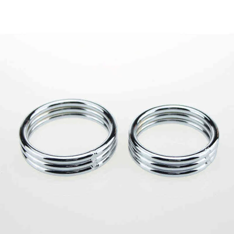 Nxy Cockrings Metal 3 Camada Superposição Penis Ereção Atraso Ejaculação Dick Dick Bloqueio Semen Sêmen Durando Cock 40 45 50mm brinquedos sexuais para homens 0214