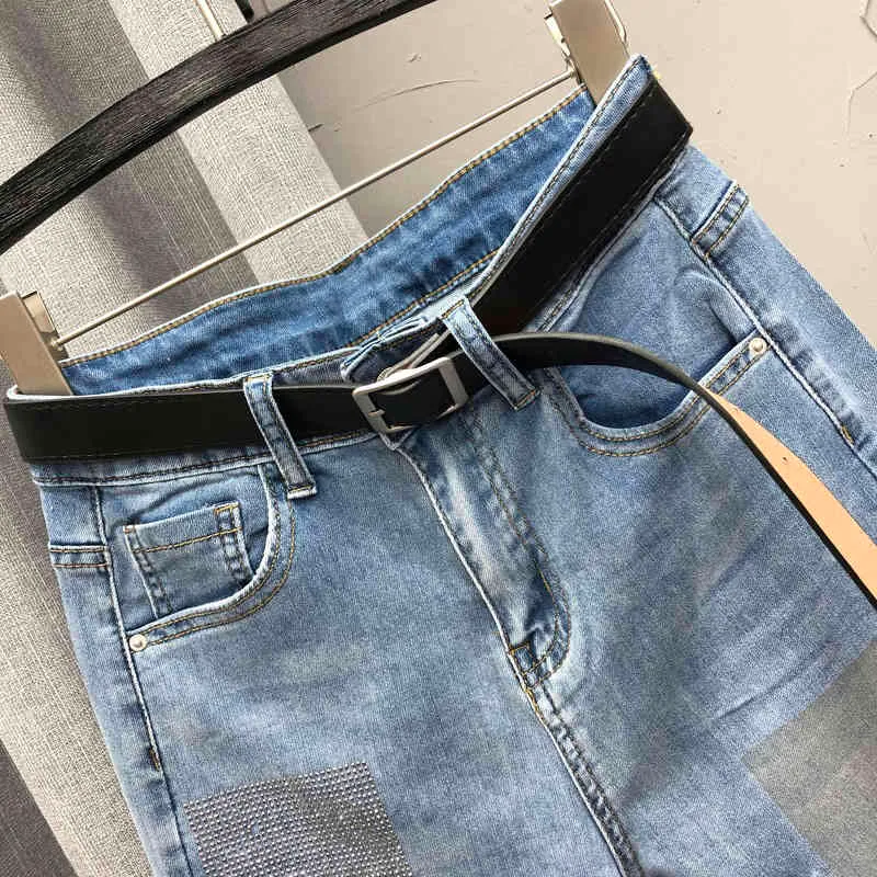Drill Jeans femmes printemps taille haute contraste couleur Denim radis Harlan pantalon femme mode 5B920 210427