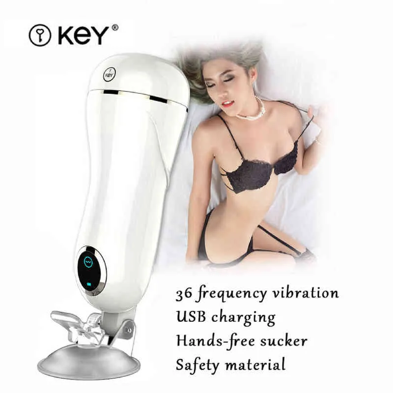 NXY Masturbateurs pour hommes KEY Male Masturbation Cup Touch in Soft Real Feel Masturbateur Aspirateur Aspirateur 36 modes de vibration Forte ventouse Sex toys pour hommes 1202