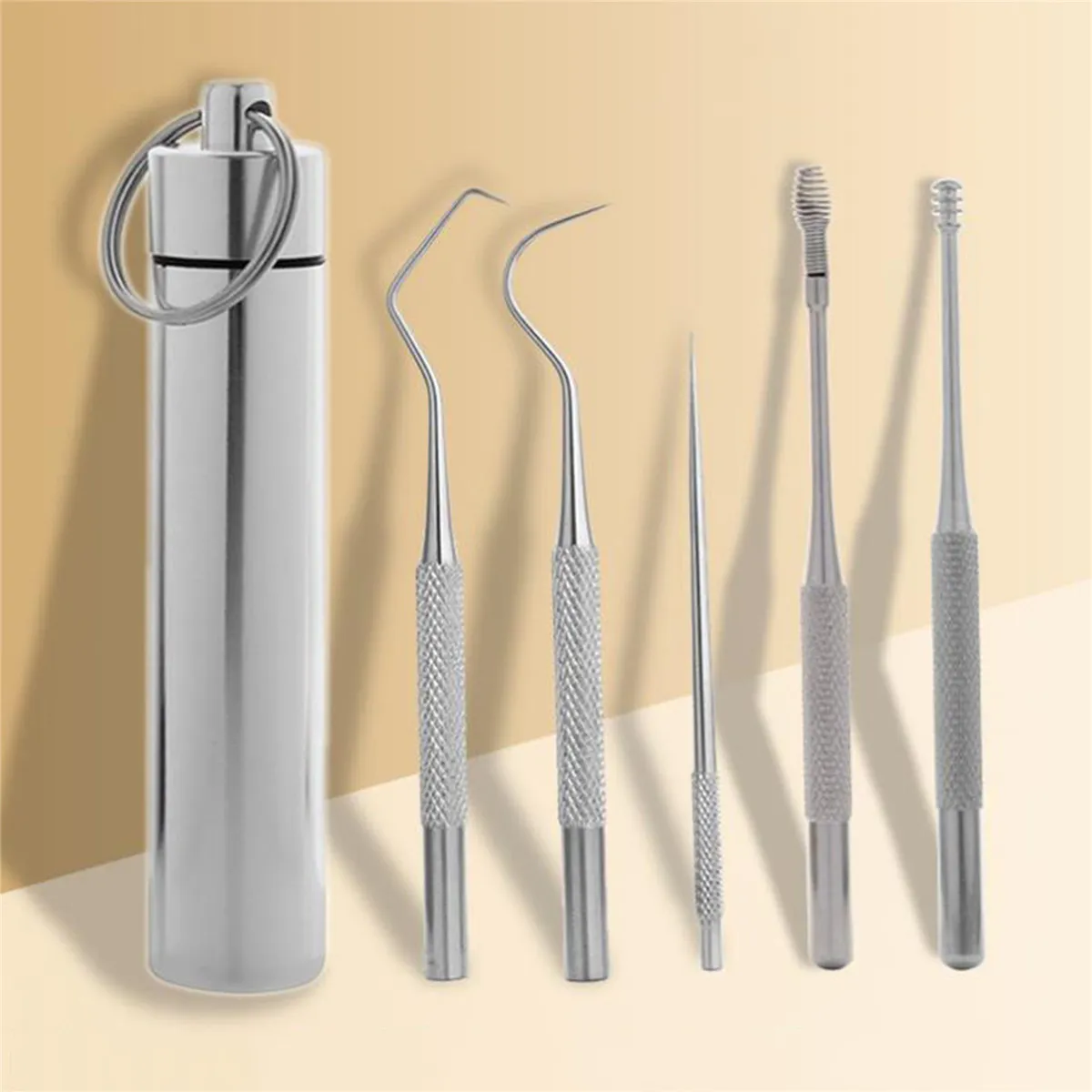 5 -st roestvrij staal draagbare tandenstoker orale zorg tandenstokerhouder gereedschap set5571831