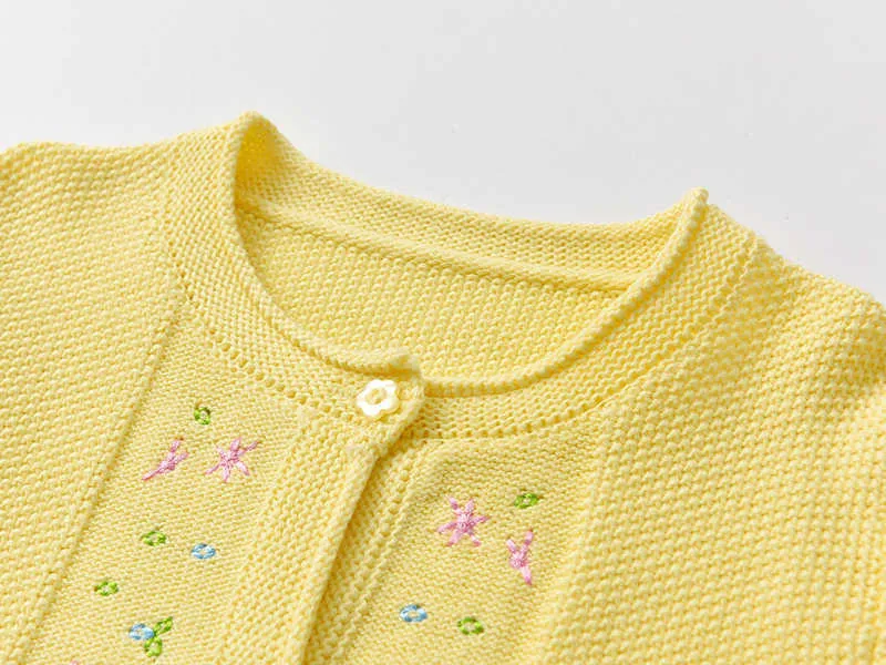 SAILEROAD 2-7YEARS Bebek Kız Giysileri Sarı Çiçekler Kazak Bears Paillettes Kızlar Hırka Sonbahar Çocuklar Için Kazak Y1024