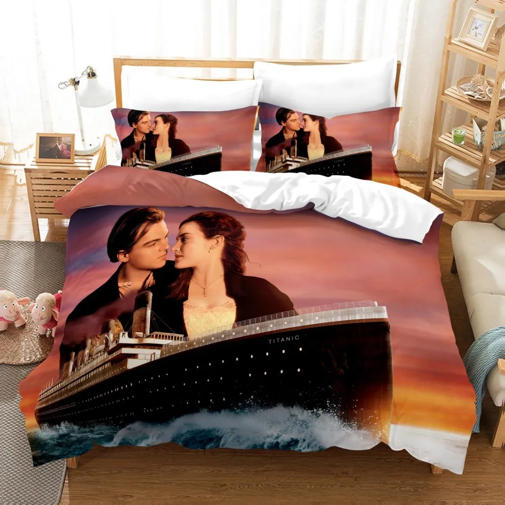 Ensemble de literie 3D, housse de couette, Design imprimé en 3D, King, Queen, taille double, cadeau pour garçon, Jack et Rose Titanic, 210319223o