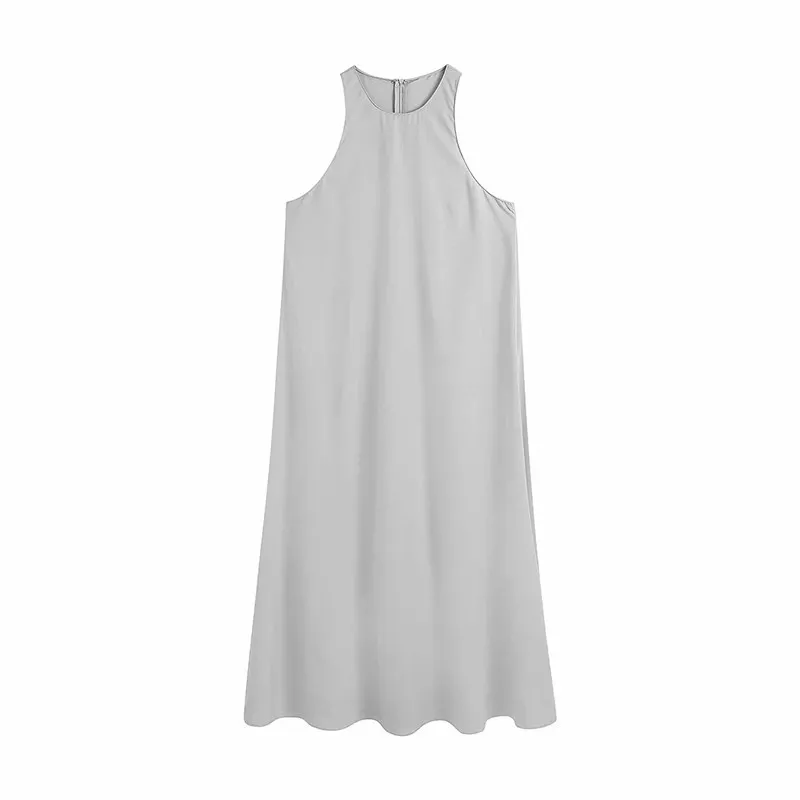 Dress Woman Grey Long Women Sleeveless Oversize Midi Summer es Ladies Basic Casual Women's es 210519