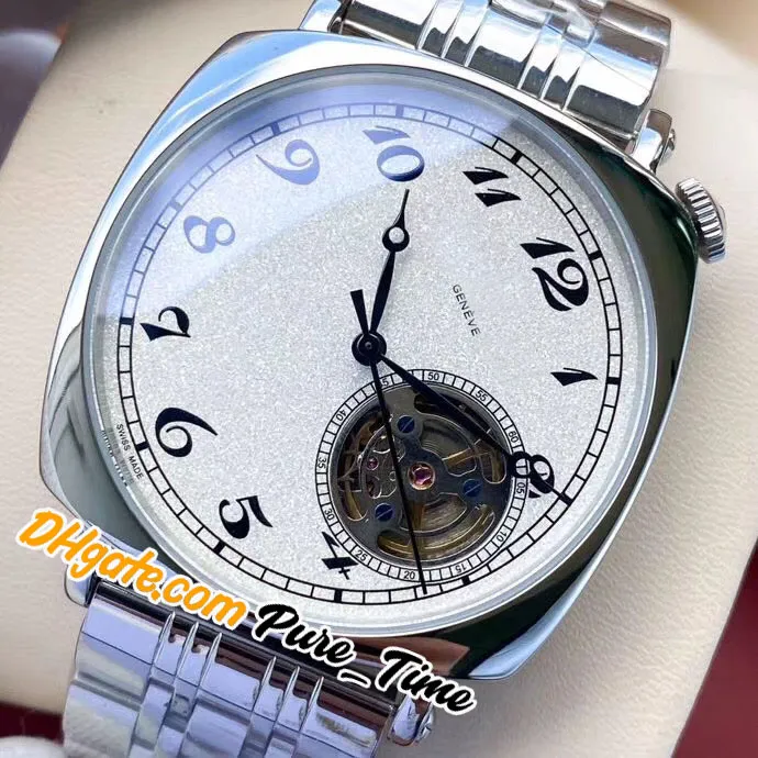 أهداف جديدة للأمريكان 1921 أوتوماتيكية 82035 000R Mens Watch 82035 Tourbillon White Dial Bracelet Steeld Stains Bracelet Watches P250C