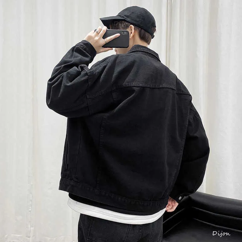 Män Jeans Jacka Coats Casual Windbreaker Fickor Overaller Bomber Hip Hop Streetwear Man Kläder Outwear 210811