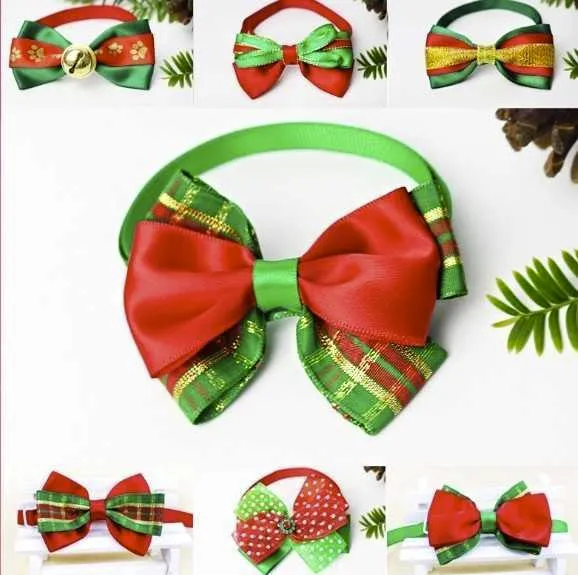 Best Christmas Holiday Pet Cat Dog Collar Bow Tie Adjustable Neck Strap Cat Dog Grooming Accessories Pet Product Supplies Christmas