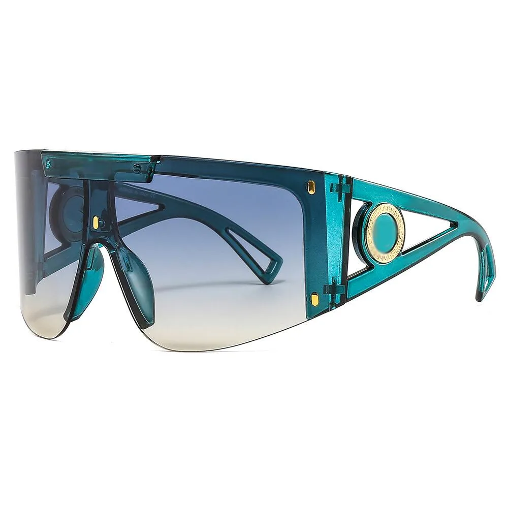 女性向けのデザインサングラス4393ファッションシールドサングラスサングラスUV保護ビッグコネクションレンズセミリムレス最高品質P2008が付属しています