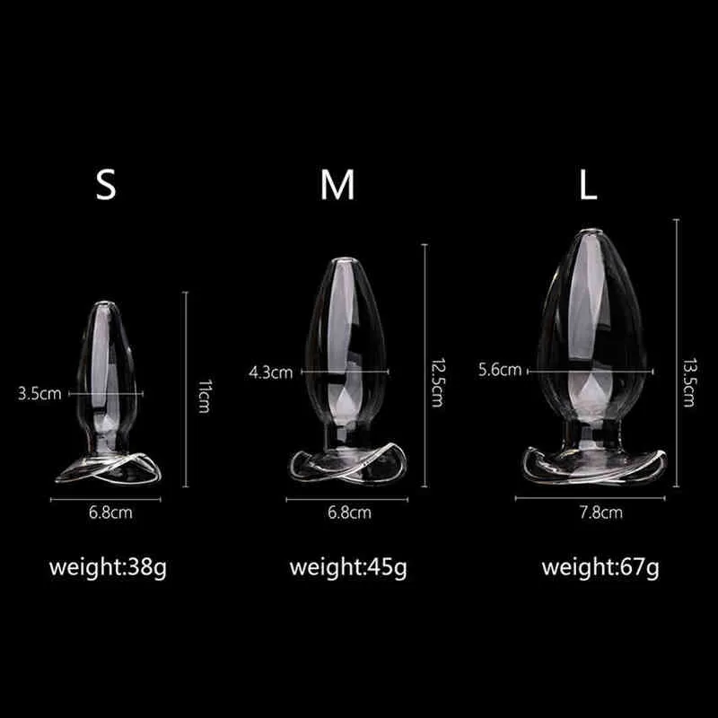 Nxy Anal Toys Zerosky 3 Size Anchor Hollow Glass Plug Speculum Butt Expander Prostate Massager Sex for Women Men 1217