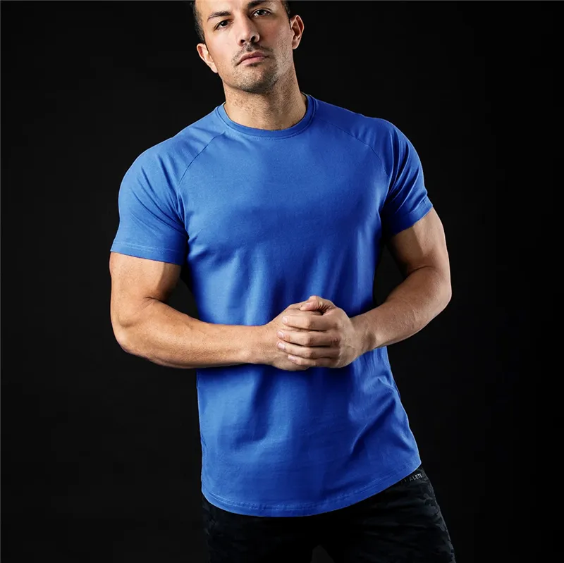 Мужские весенние спортивные верхние трикотажки футболки TEE летний с коротким рукавом Фитнес футболка хлопчатобумажная мужская одежда спортивная футболка 107